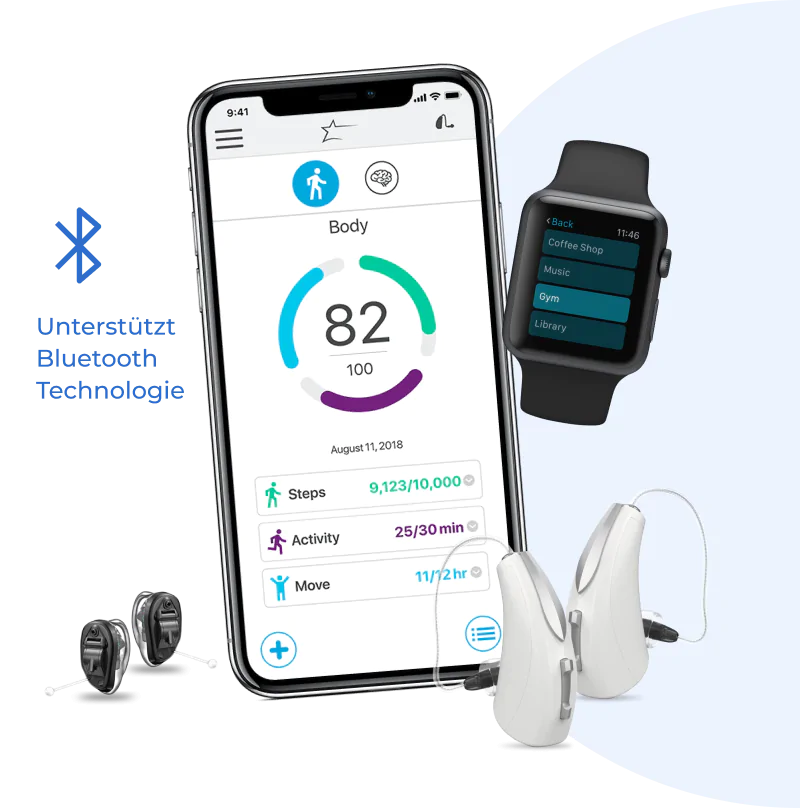 Hörgeräte mit Bluetooth, Hörgerät, Tinnitus, Smartphone mit Hörgerät verbinden, Starkey, Phonak, Signia, Unitron, Oticon, Bernafon, Widex, ReSound, Interton, Hearing Aids, Zubehör für Hörgeräte